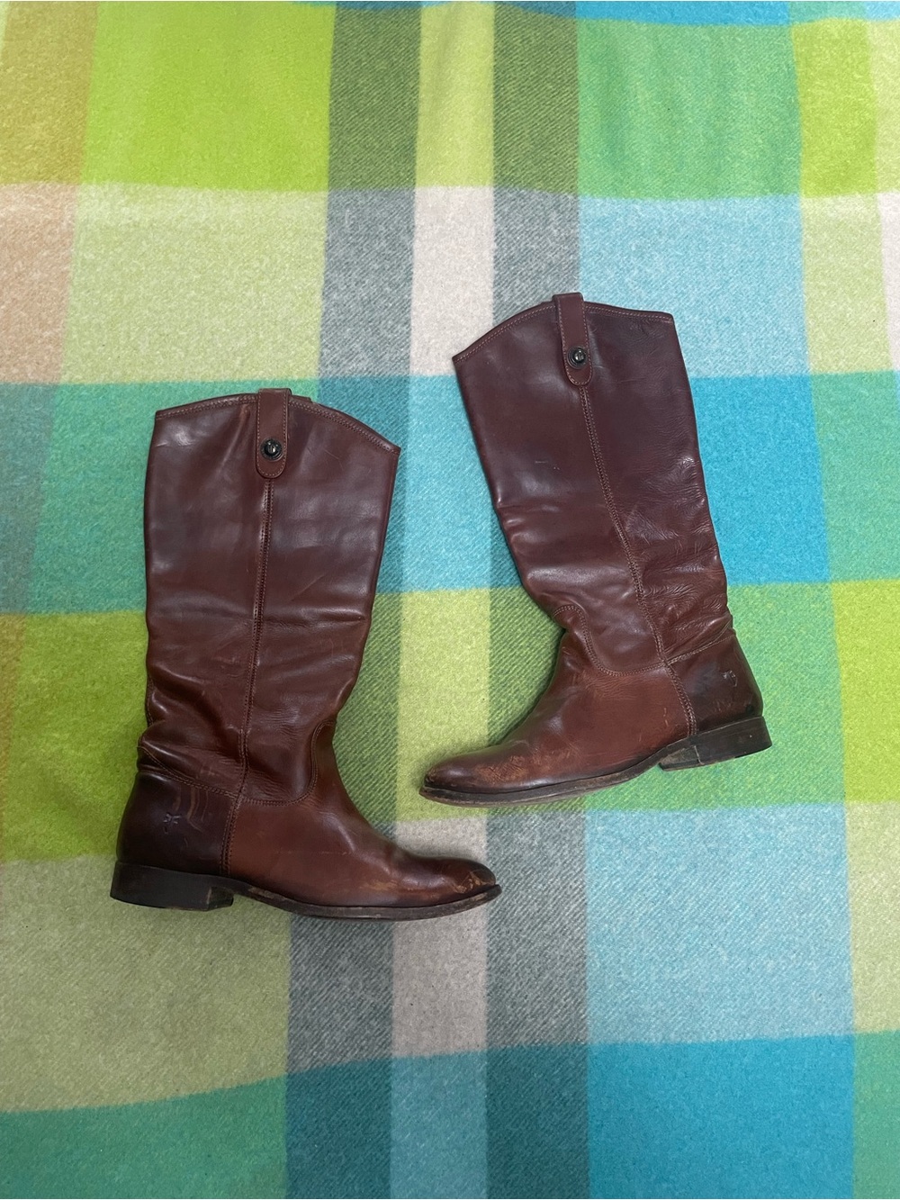 Frye Women’s Melissa Brown Leather Riding Western Heeled Boots